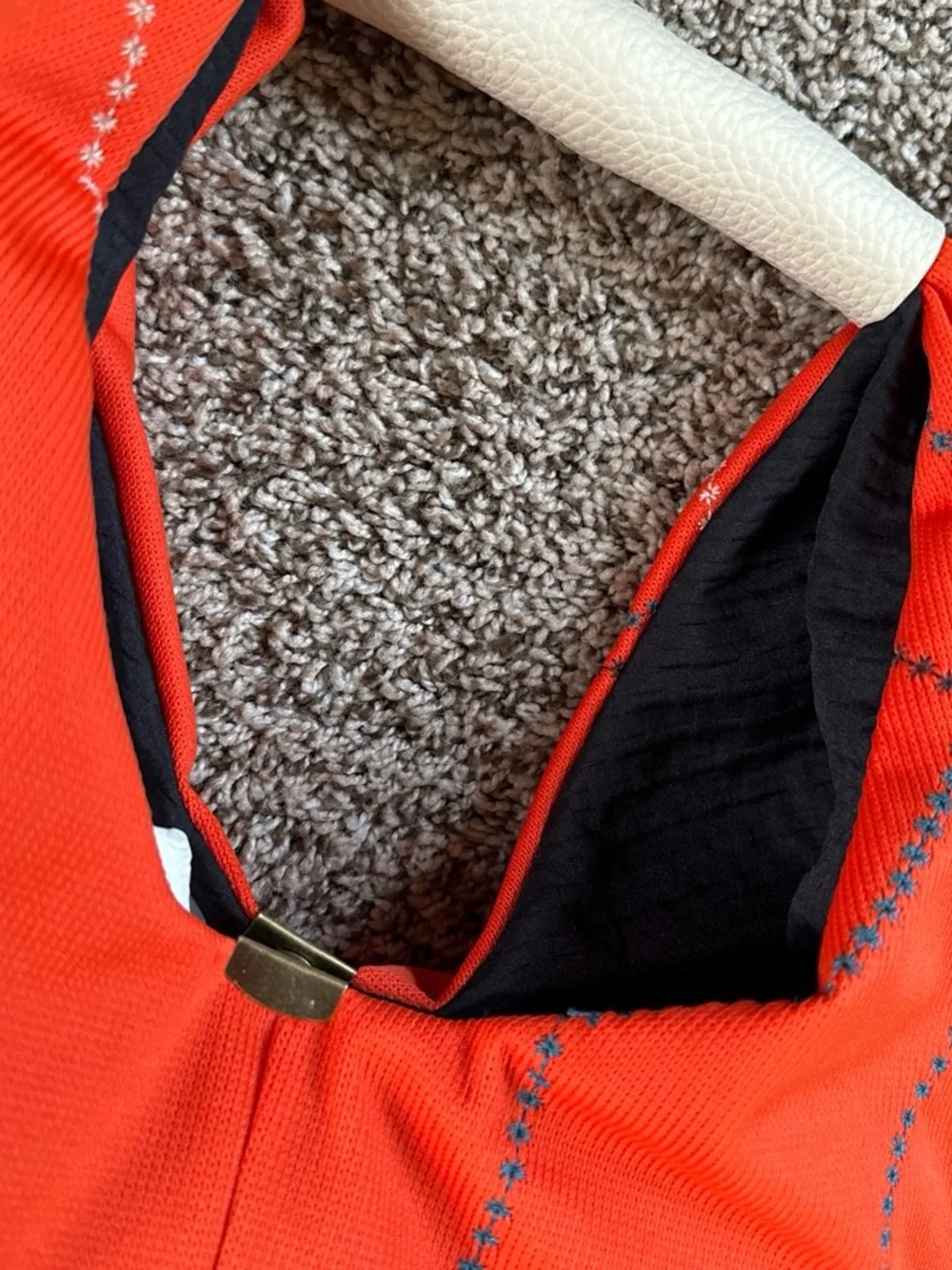 Bold Orange Shoulder Hobo Bag with Cream Accent
